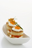 Salmon caviar and sour cream appetisers