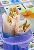 Rice paper rolls filled with chicken and vegetables
