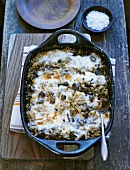 Mushroom risotto with melted cheese topping