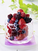 Fresh berries in an ice bowl