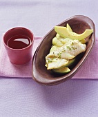 Zander fillet with avocado and potato puree