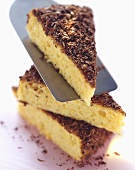 Almond ricotta cake with dark chocolate topping