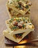 Focaccia with goat's cheese and almonds