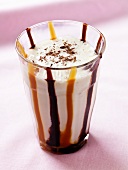 Vanilla milkshake with caramel sauce