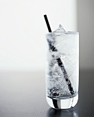 Gin and tonic with ice cubes (black & white photo)