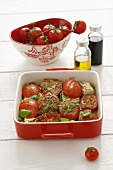 Oven-baked tomatoes and feta cheese