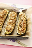 Courgettes with mince and rice stuffing
