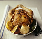 Roast chicken with lemon and garlic