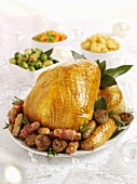Roast turkey with accompaniments for Christmas