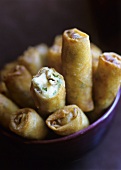 Yufka pastry rolls with cheese & mushroom filling (Morocco)