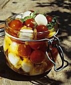 Pickled cherry tomatoes with mozzarella