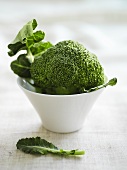 Broccoli in a small white bowl