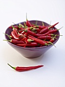 Red chillies in a dish