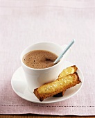 Hot chocolate with fingers of toast