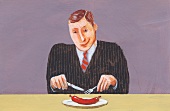Man in suit with joke sausage (Illustration)