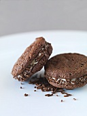 Cream-filled chocolate biscuits