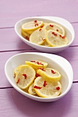 Lemon slices with chilli and sugar