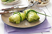Stuffed savoy cabbage leaves with potato stuffing