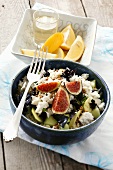 Avocado salad with figs and feta cheese