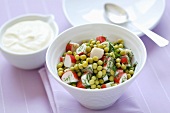 Pea salad with surimi and dill