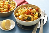 Curried white cabbage, broccoli, cauliflower and peppers
