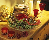 Christmas arrangement with red bauble