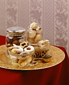 Christmas biscuits on gold plate