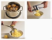 Making potato dough with cooked potatoes