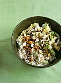 Rice salad with goat's cheese, walnuts and chives