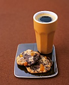 Chocolate and apricot biscuits with fennel, coffee