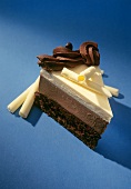 Ein Stück Schokoladen-Vanille-Torte