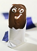Chocolate bar with distorted face