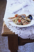 Linguine Arlecchino (Pasta with seafood, Venice)