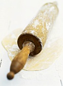 Pasta dough with rolling pin