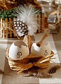 Easter decorations: egg shells and salt and pepper holders