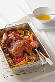 Barbeque chicken with pepper and sweetcorn