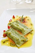 Green ravioli