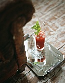 A Bloody Mary on a silver platter