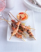 Grilled prawn kebabs with chilli aioli
