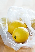 Lemons in plastic bags