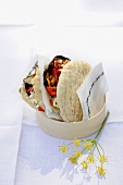 Pita bread with grilled vegetables and feta