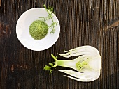Fleur de sel with fennel, seen from above