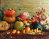 An arrangement of pumpkins