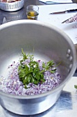 Finely chopped onions and herbs