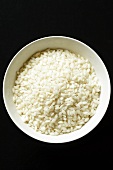 Arborio rice in dish from above
