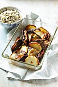 Sirloin steaks with apples and a side of rice