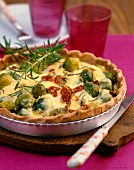 Brussels sprouts quiche with ricotta and dried tomatoes
