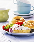 Bagel with ricotta spread
