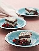 Ice cream sandwiches with berry sauce