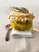 Pickled goat's cheese with herbs